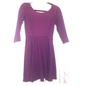 Lace overlay burgundy dress